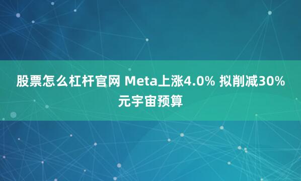 股票怎么杠杆官网 Meta上涨4.0% 拟削减30%元宇宙预算