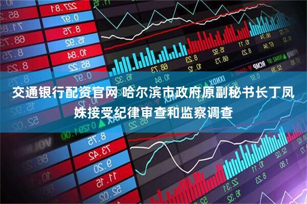 交通银行配资官网 哈尔滨市政府原副秘书长丁凤姝接受纪律审查和监察调查